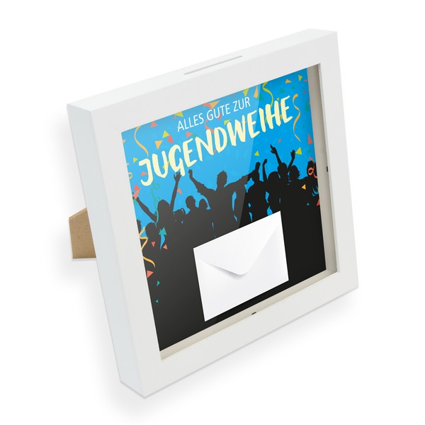 Itenga Geldgeschenk Bilderrahmen Spardose Jugendweihe Umschlag Karte Aufsteller-image