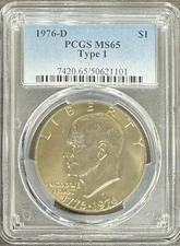 1976 D “Ike” Eisenhower $1 Dollar Type 1 PCGS MS65
