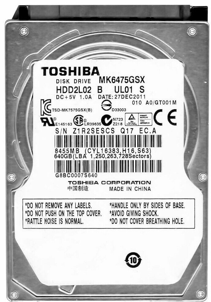 Toshiba+640GB+Internal+5400RPM+2.5%22+%28MK6475GSX%29+HDD for sale