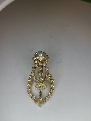 Vintage Earring clip-on Could Be Used As A Pendant Gold Tone Dangling