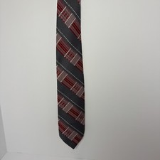 Vintage Mens Wembley Wemlon Neck Tie Red And Gray Groovy Disco