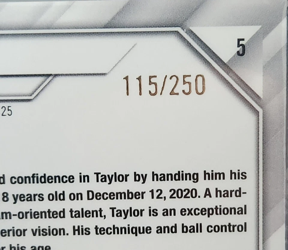 2021-22 Topps UCL Collection Yellow Foil /250 Kenneth Taylor #5 - Image 3 of 3