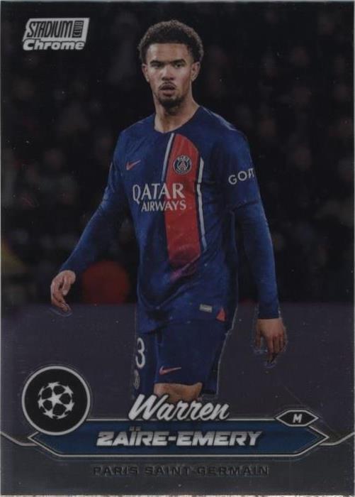 Lot De 3 Cartes Auto Warren Zaire-Emery RC - PSG Team Set Chrome Stadium Club 2022-23 - Topps