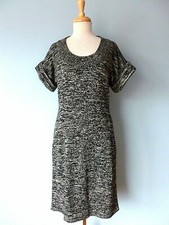 Calvin Klein Knit Gray Stretchy Crew Neck Short Sleeve Sweater Dress Women S