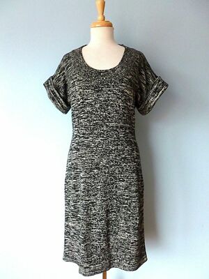 calvin klein short sleeve sweater dress Calvin Klein Sweater Dress Tunic Size XS Extra Oat Small Brown Cowl Short Sleeve