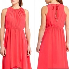 Athleta Coral Martinique Quest Dress Size XS Wrap Skirt Sleeveless Elastic Waist