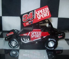 #34 BLACK 1/32 PULL BACK DIRT SPRINT CAR DIECAST CAR
