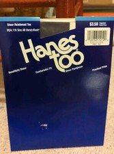 HANES TOO. Sheer W/ Reinforced Toe. Pantyhose. Size AB. Style 116. Barely Black