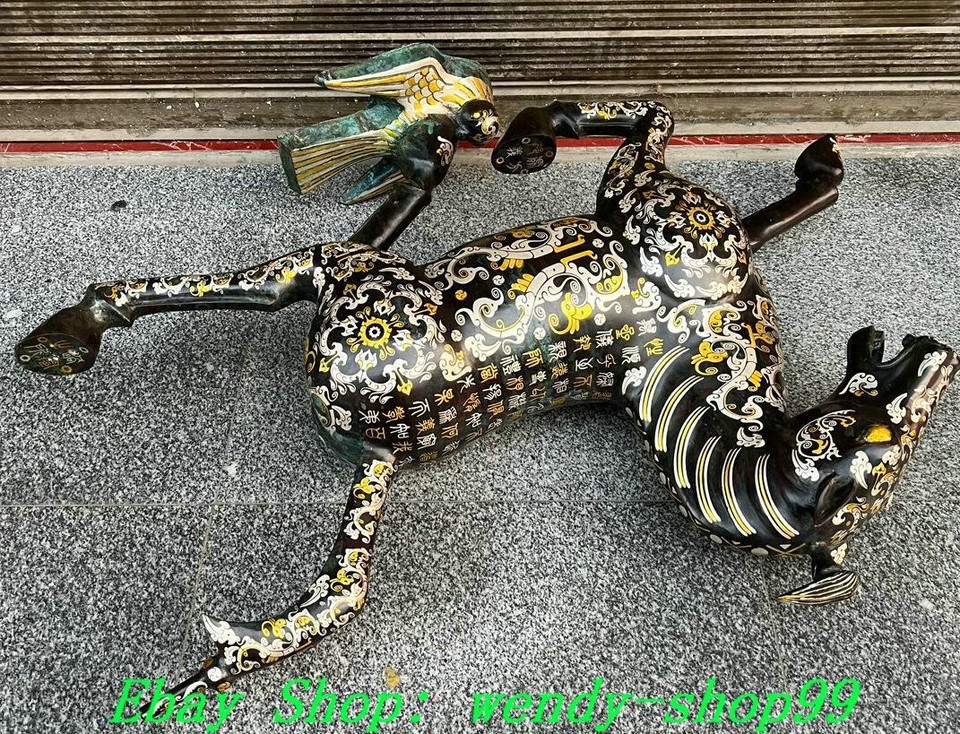 Old Chinese Dynasty Bronze Ware Silver Gilt Feng Shui Horse Tread