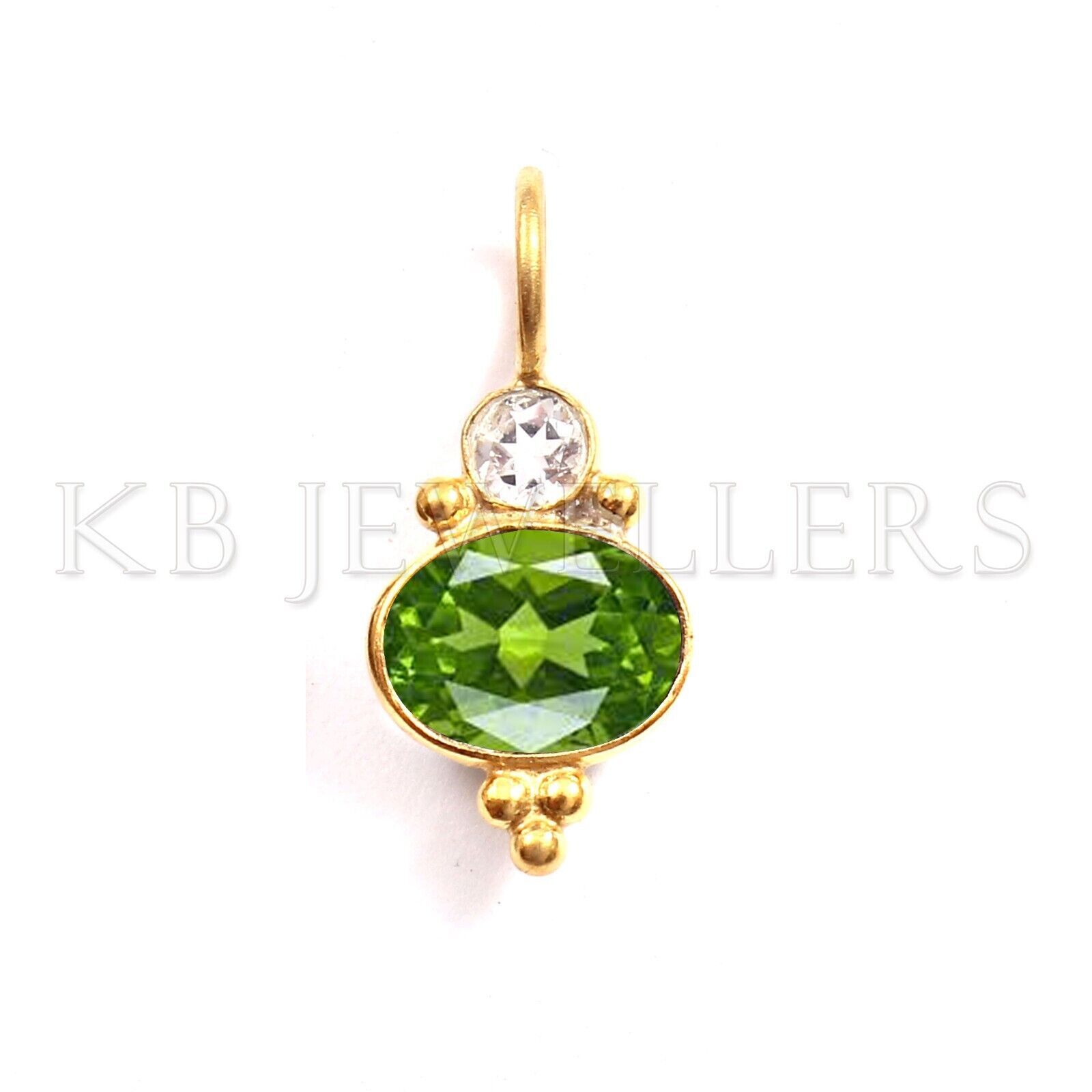 Breloque Pendentif En Or 18 Carats Avec Péridot Naturel - 1,75 Carats - Rectangle, Sertissure Lunette