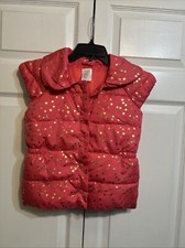 NWT Gymboree Girl  s Puffer Vest Size M 7-8 Medium Pink w/ Gold Stars