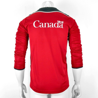 Adidas Canada Olympia Herren Longsleeve Sport T-Shirt Laufshirt wein rot weiß