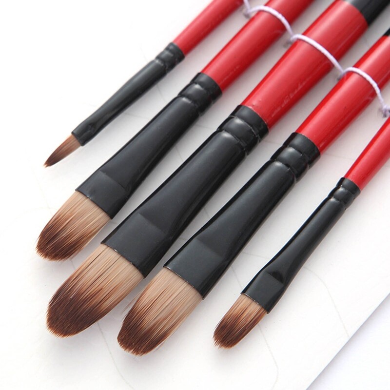 5Pcs Painting Brush Set Round Pointed Tip Paintbrushes with Synthetic