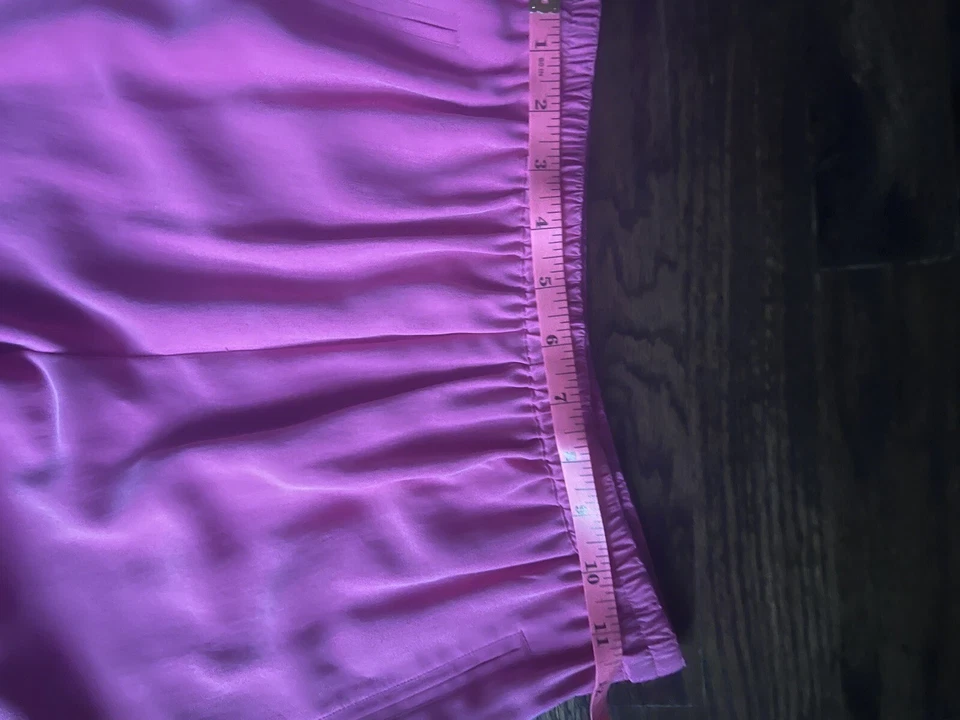 Vtg Saks Fifth Ave silk sz P Barbie Pink pull on Pant Pockets Y2K Barbiecore - Image 4 of 4