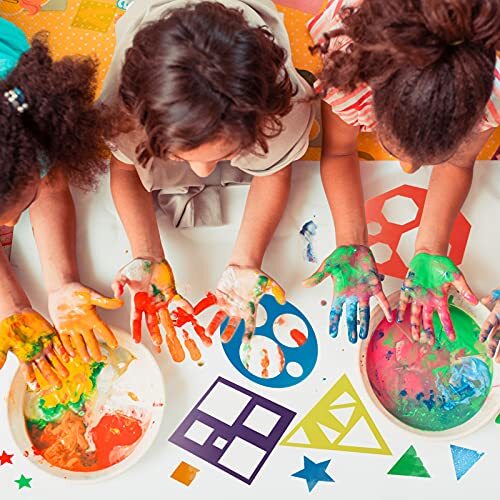 12 Pieces Geometric Stencils Template Set for Kids 4.9 x 5.1 Inch Cute Colors - Picture 6 of 7