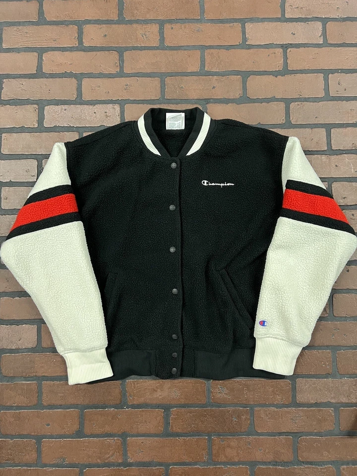 Champion Women's Teddy Fleece Bomber Jacket Black Large - Image 2 of 4