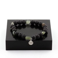 Steine Und MinéRaux. Quarz Armband Rutil GrüN Du Brazilien + Perlen Lava 8 Mm
