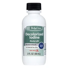 De La Cruz Decolorized Iodine, First Aid Antiseptic, USA Made 2 FL OZ  Exp 10/26