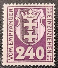 Danzig-Porto Mi.-Nr.: 9 b ungebraucht * WZ 2 liegend sauber gezähnt Mi. 25,00 €