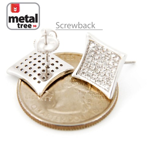 Aretes planos de cometa enchapados en oro de 14K HipHop Iced Bling estilo urbano atornillado - Imagen 3 de 7