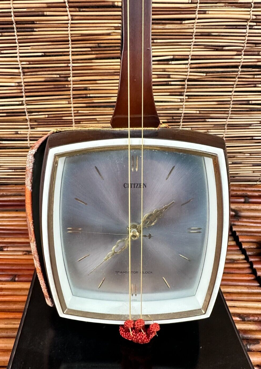 Citizen Transistor Clock Japanese Shamisen String Instrument Shape