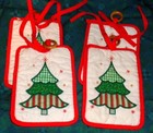 4 Vintage Matching Christmas Potholders with Christmas trees new 1980s — photo 2