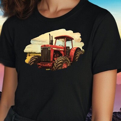 Women's Classic Tractor Motif Cotton T-Shirt Size S to 3XL
