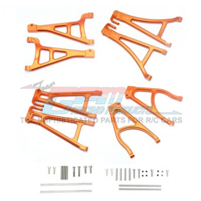 GPM Racing Alum Full Suspension Arm Set F/R & Up/Low Orange : E-Revo VXL 2.0