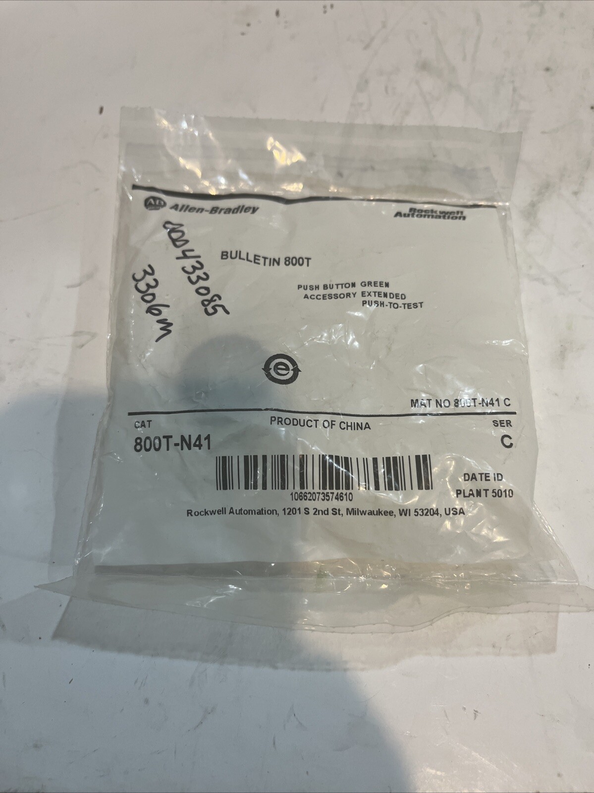 Allen Bradley Rockwell Automation Bulletin 800T Push Button Green Accessory