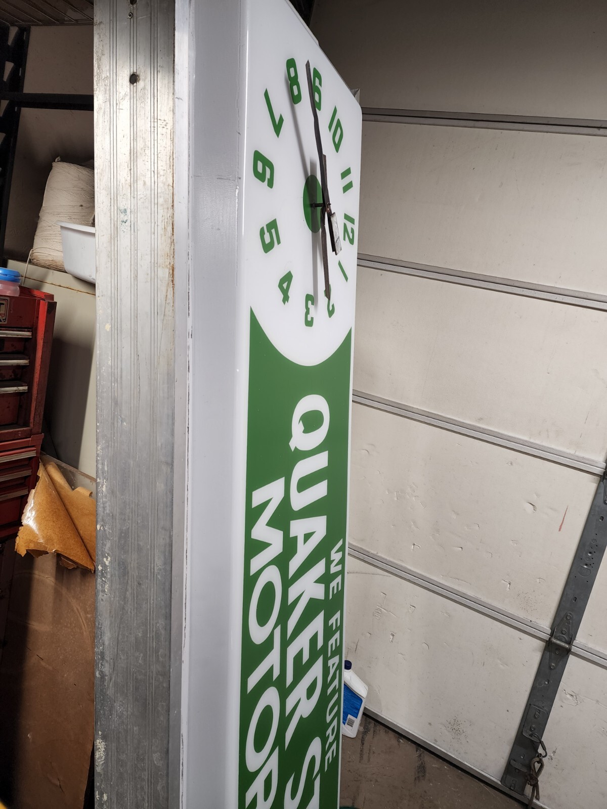 Vintage 6 Foot Quaker State Motor Oil Clock Sign Light Up RARE !! Gas & Oil Ad eBay
