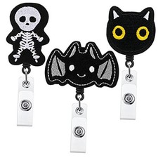 3 Pieces Halloween Badge Reel Halloween Cute Badge Holder Ghost Style