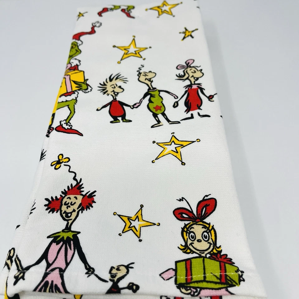 Dr. Seuss The Grinch Pacote com 3 Toalhas de Cozinha de Mão Natal Papai Noel Chapéu The Whos NOVO - Imagem 4 de 4
