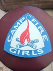 Vintage 1950's Camp Fire Girls Headquarters Porcelain Advertising Sign