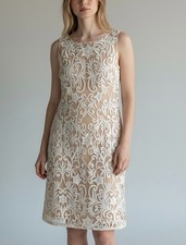 Adrianna Papell NWT Nude Sequin Embroidered Shea Neutral Sheath Dress size 6