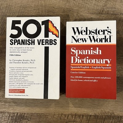 Websters New World Spanish Dictionary & 501 Spanish Verbs - Paperback References