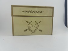 VTG Ohio Art Co Beige Metal Recipe Box w/ Arrow Made in USA