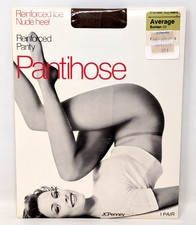 New Vintage JCPenney Average Suntan 03 Reinforced Toe 1 Pair Pantihose Pantyhose