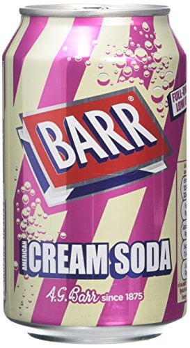 BARR 24 Pack American Cream Soda, Zero No Sugar Sparkling Soft Drink with a