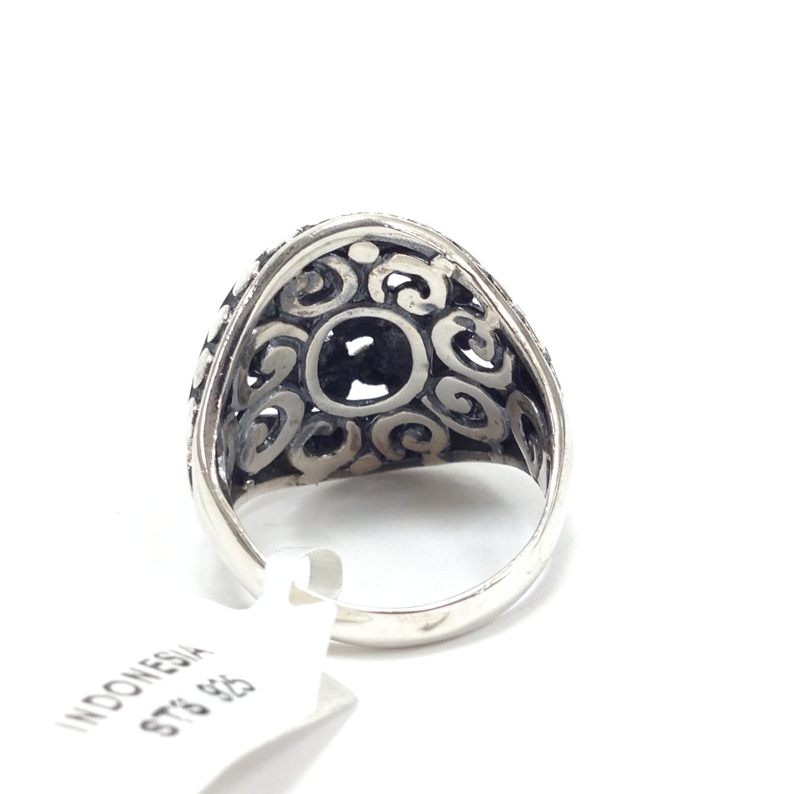 Unsigned 925 Sterling Silver Handmade Floral Dome… - image 8