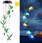 Color-Changing LED Solar Powered Hummingbird Wind Chime Lights Yard Garden Decor