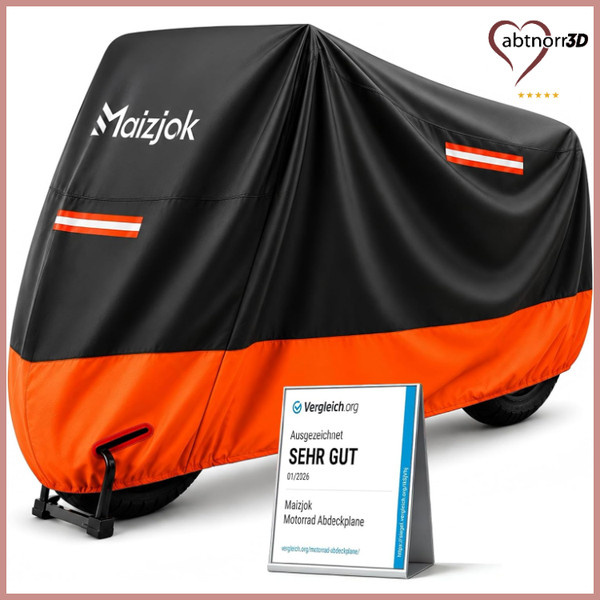 Motorrad Abdeckplane Universelle Passform Schwarz-Orange 245X105X125 210D-image