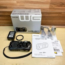 RICOH WG-80 Compact Digital Camera Black LCD 1cm Crack Includes Items Shown