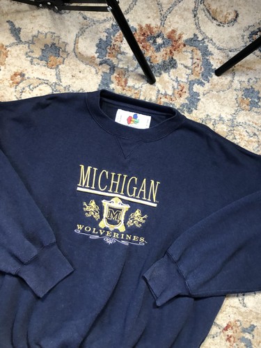 Michigan Wolverines Sweatshirt Mens Large Navy Blue NCAA Basketball Crewneck - Picture 6 of 10