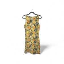 Liz Claiborne Tan Blue Floral Straight Sleeveless Dress Small Petite