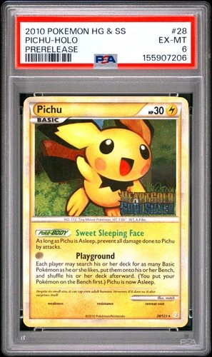 Pokemon Pichu Holo Heartgold & Soulsilver 28/123 Prerelease PSA 6