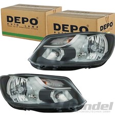 2x DEPO SCHEINWERFER CHROM SCHWARZ passend für VW CADDY LINKS+RECHTS