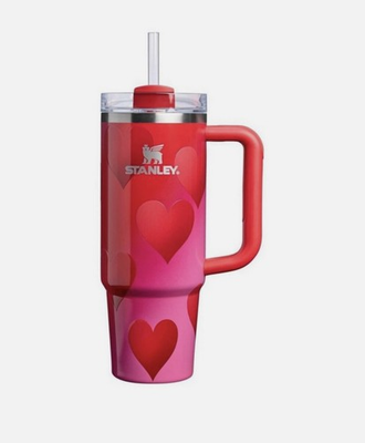 #ad NEW Stanley Quencher H2.0 FlowState Tumbler 40 oz Powder Pink Heart Gradient $60.00