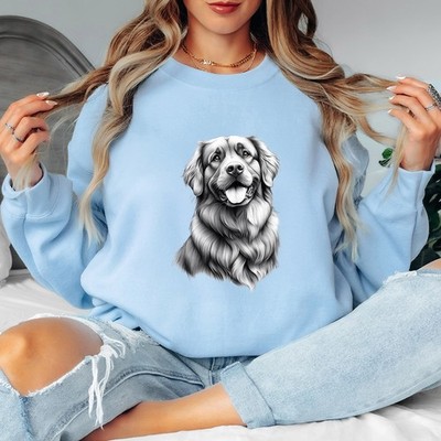 Golden Retriever Hundeportrait Tiere Damen Sweatshirt Sketch Pullover