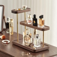 3-Tier Black Walnut Perfume Organizer Wood Cosmetics Display Shelf