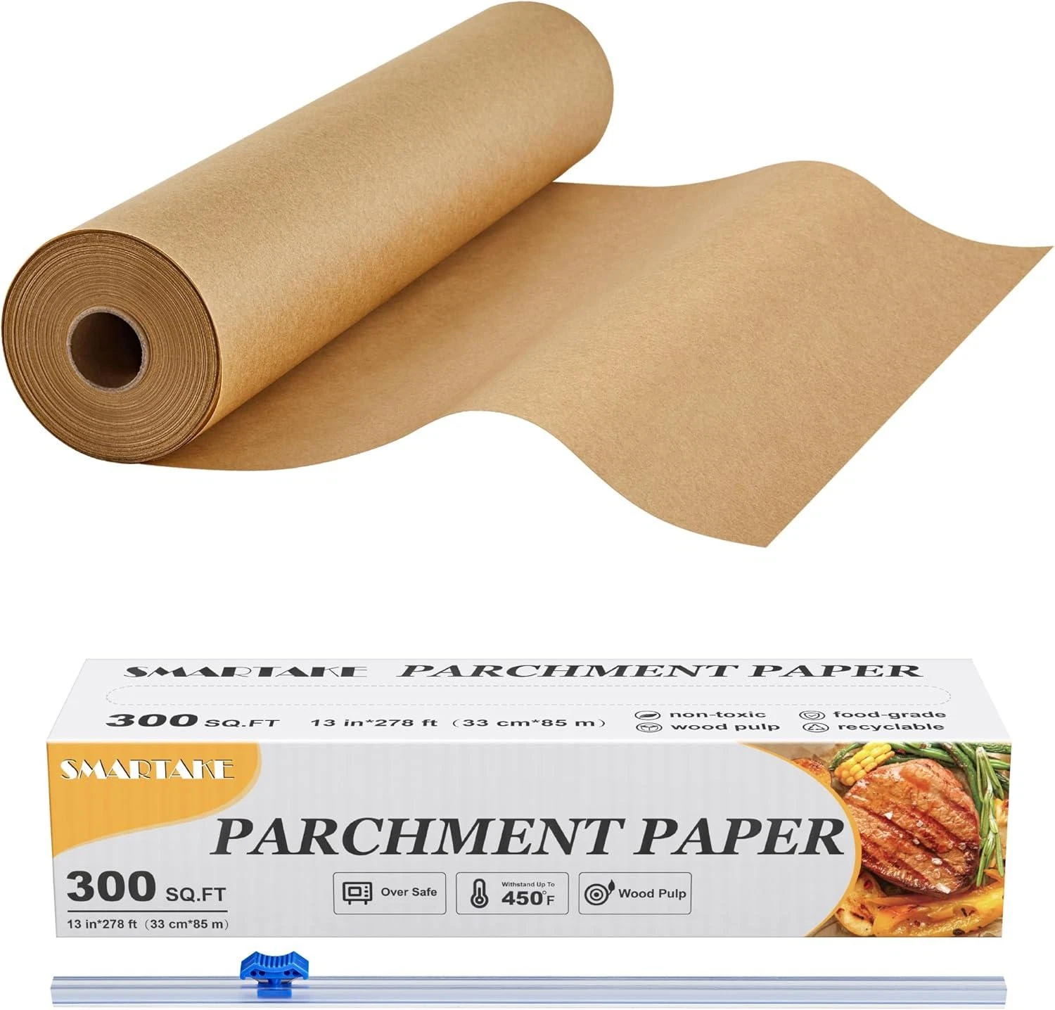 Parchment Paper Roll Baking Non-Stick 13in x 278ft 300sqft Unbleached Slide